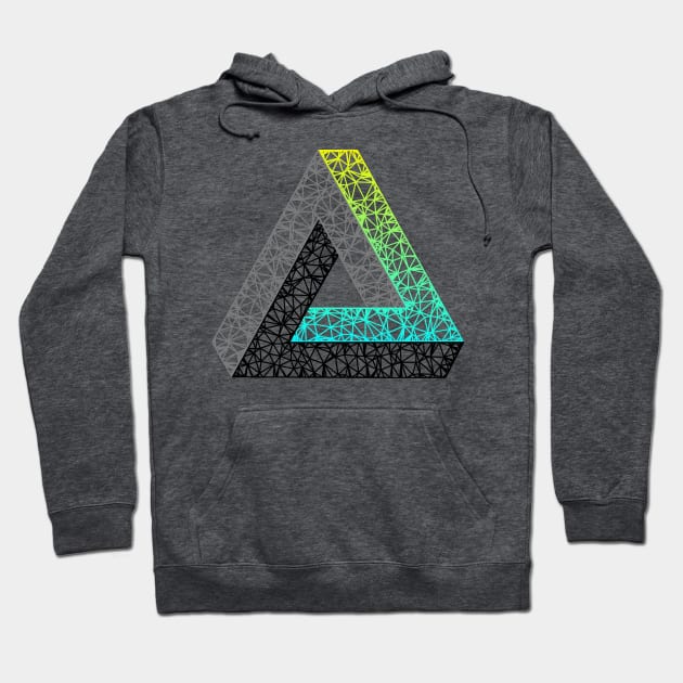 M.C. Escher Triangle (Cyan Yellow Gradient) Hoodie by TRIME